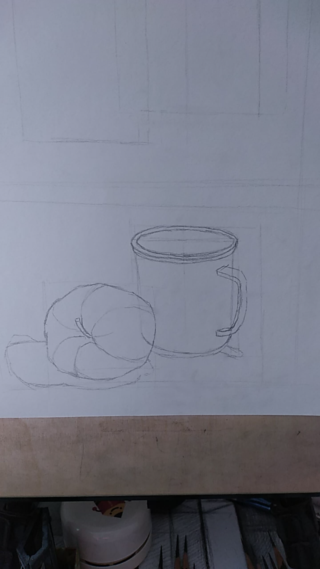 活动作品4015素描静物苹果和搪瓷杯