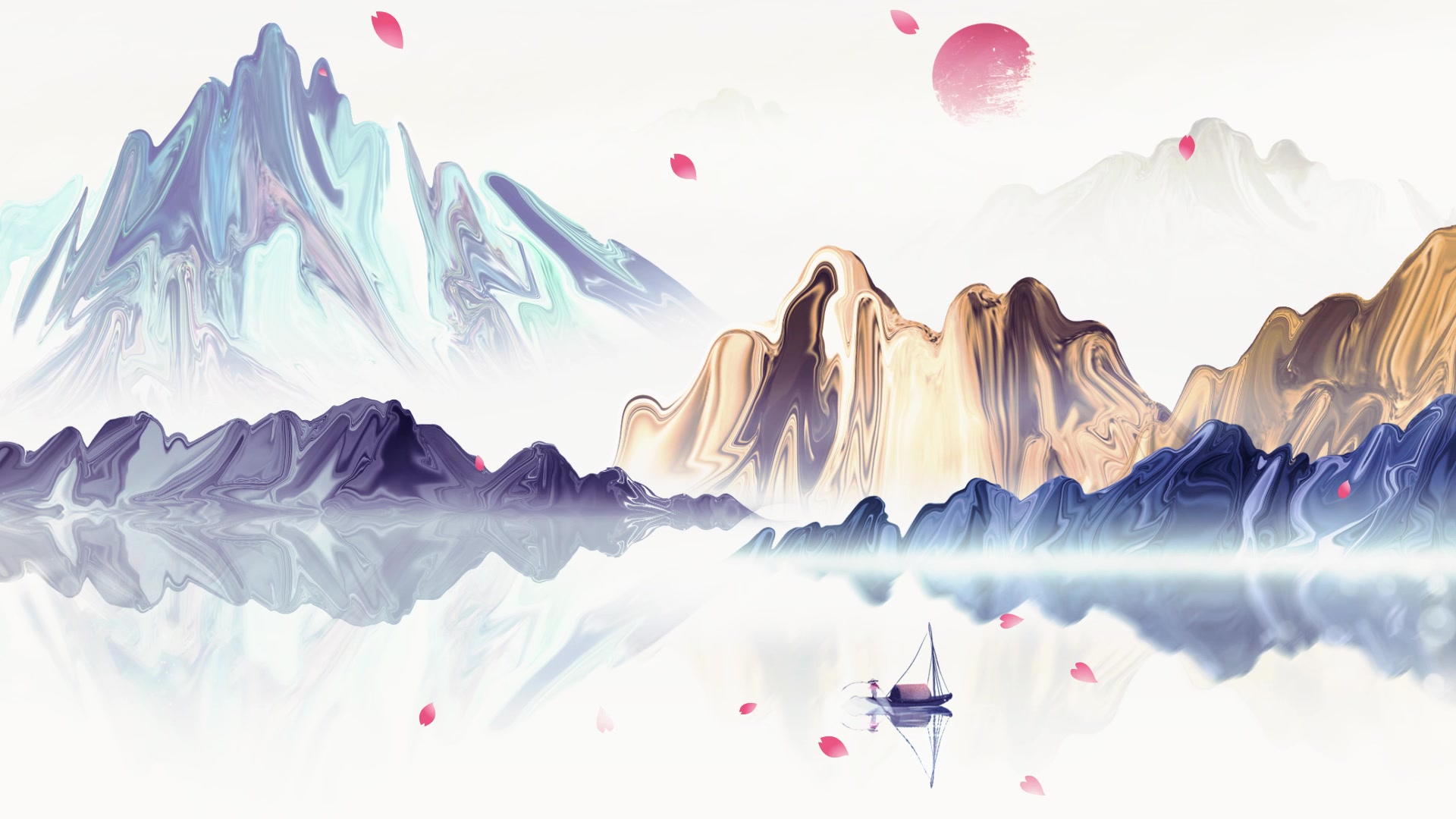 23458123 水墨中国风山水意境人间仙境led背景视频_哔哩哔哩_bilibili