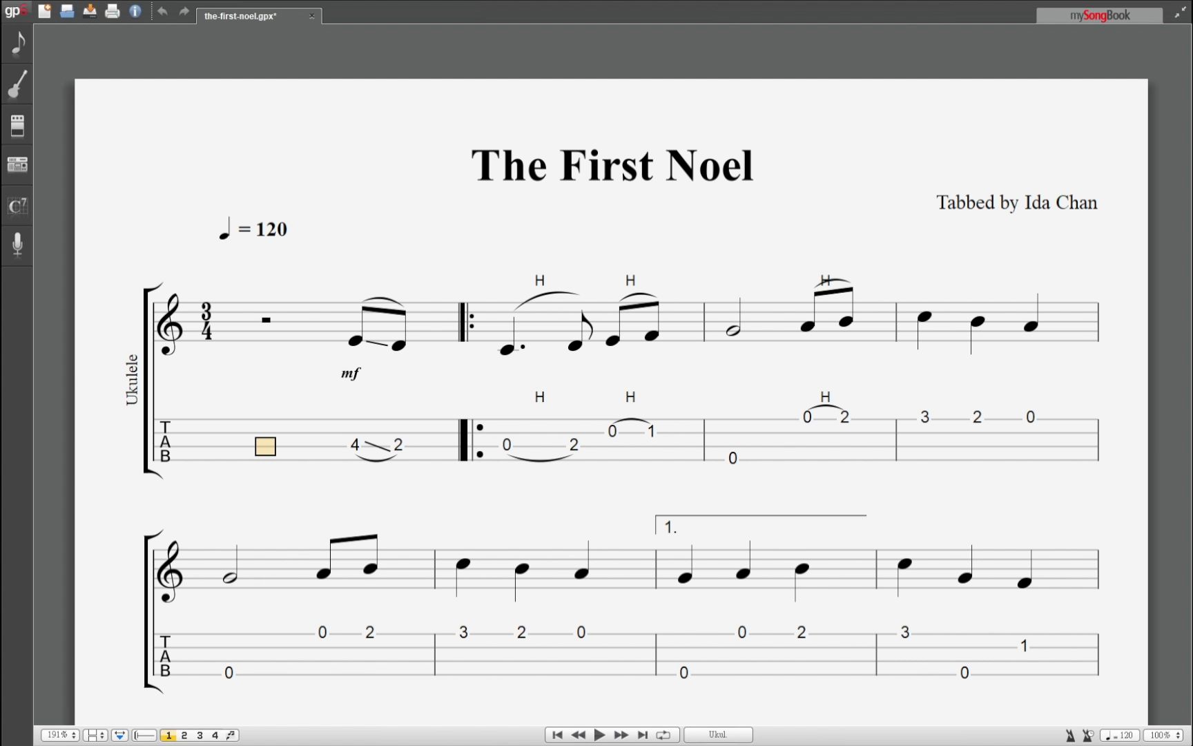 [图]【Ukulele乐谱】The First Noel