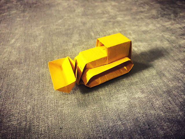 有趣的玩具型折纸 推土机 组合型折纸不算难!