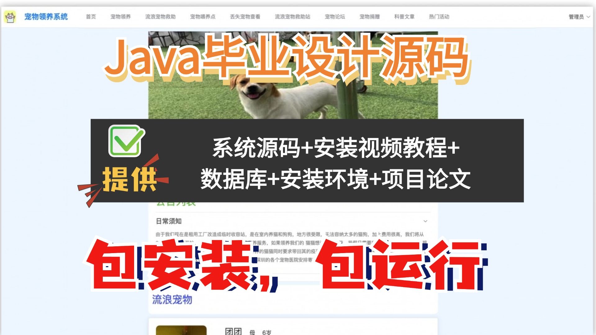 [毕设源码 java毕业设计项目]基于java(springboot)宠物领养管理系统(系统源码+安装视频教程+数据库+安装环境+项目论文)哔哩哔哩bilibili