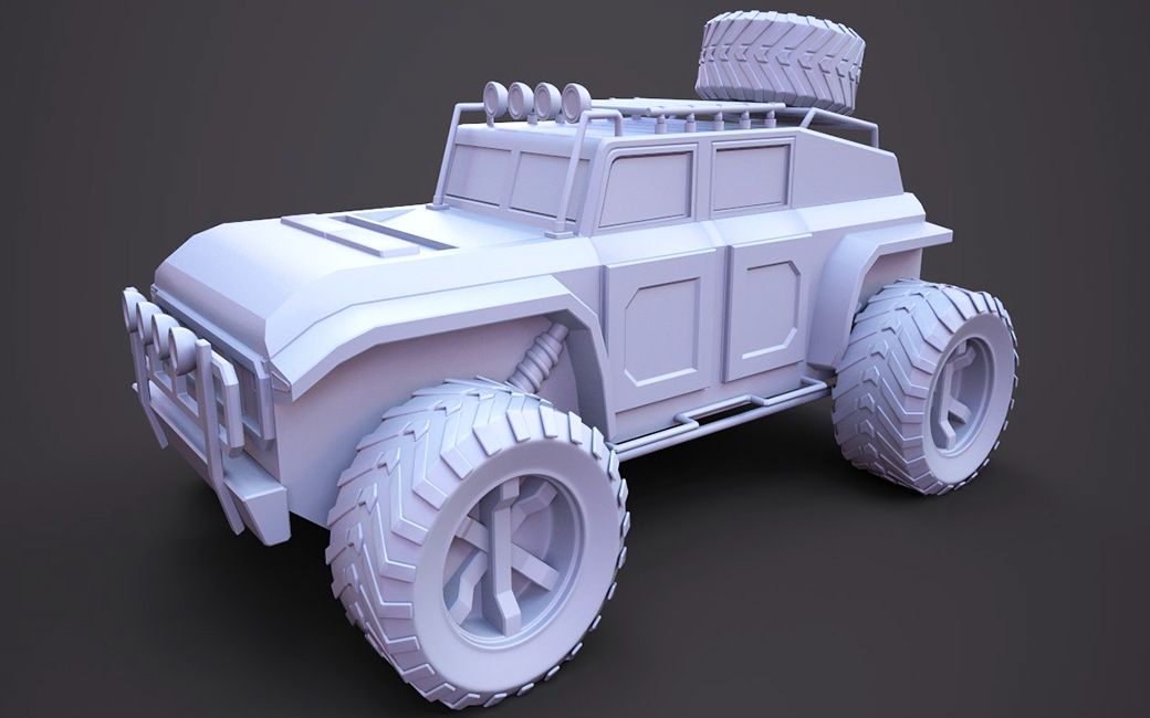 3dmax场景建模教程,次世代游戏场景"越野车"模型案例教学!