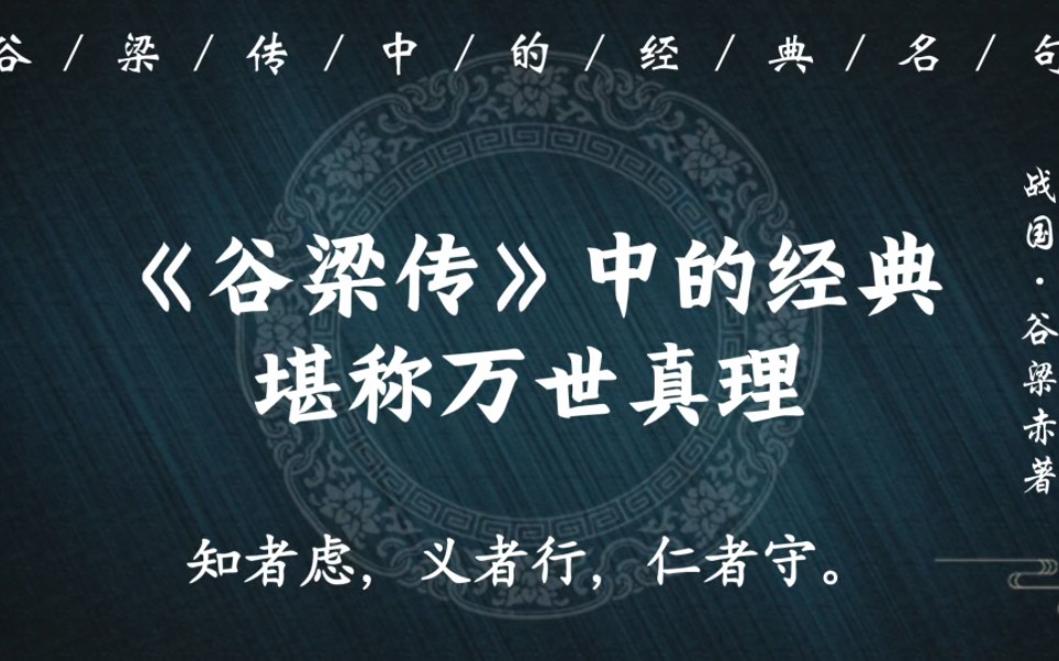 “知者虑,义者行,仁者守”|《谷梁传》中的世间哲理哔哩哔哩bilibili