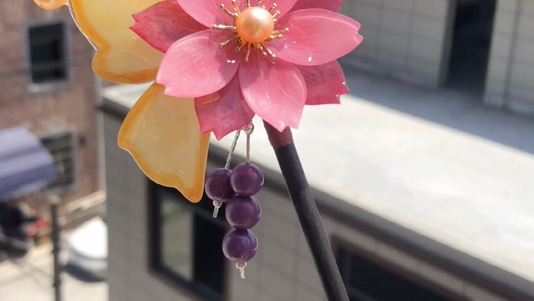 【花落手作】巴卫送给奈奈生的发簪,两种色调你是喜欢清新的还是还原