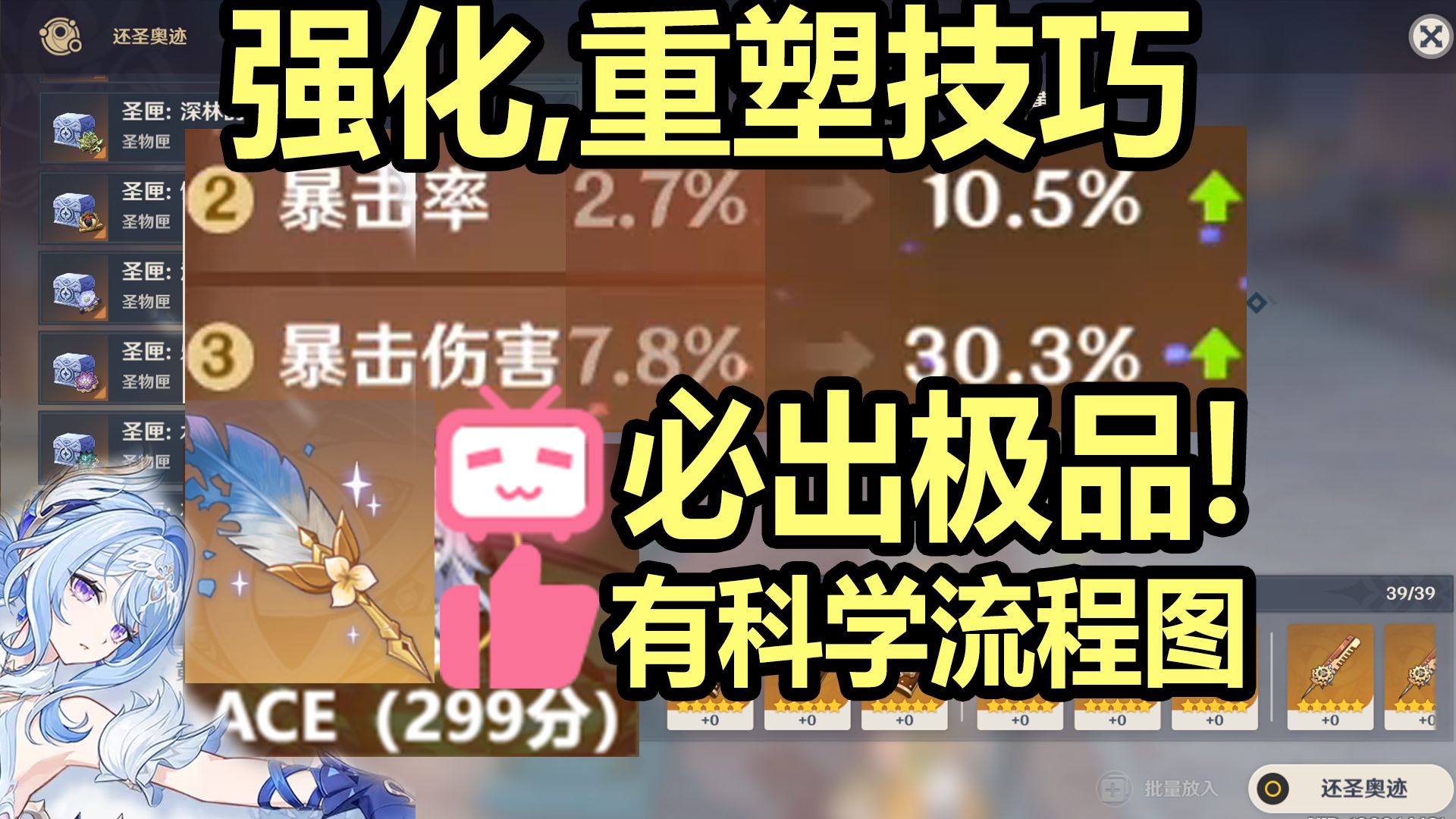 《原神强化&重塑技巧》科学流程图必出极品！6年统计实验支撑！至冬前瞻 启圣之尘/强化/技巧攻略教学/科普