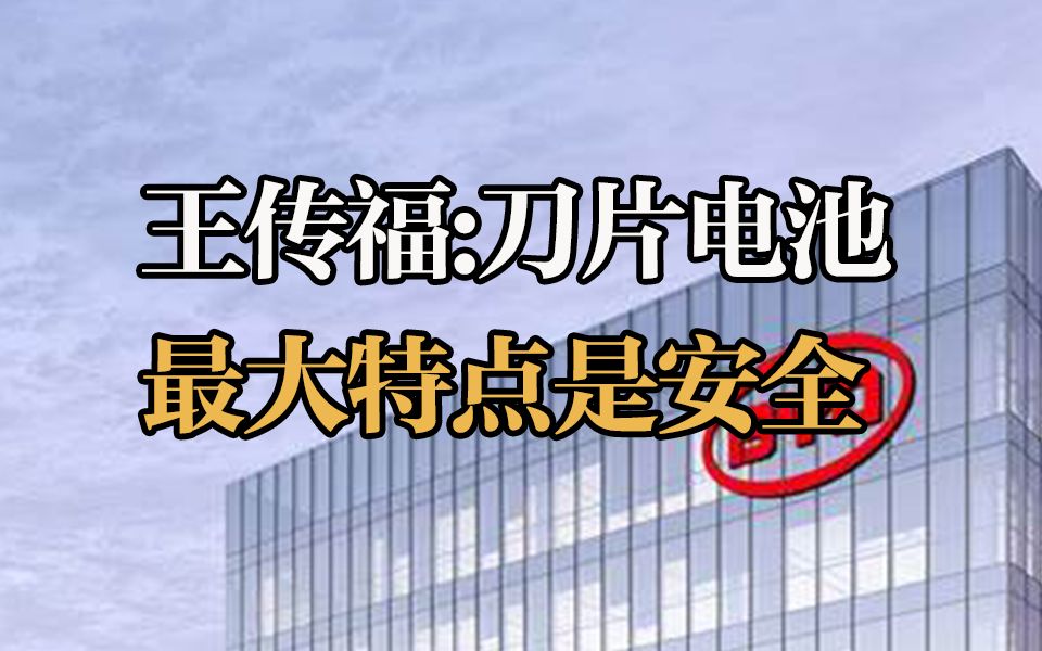 王传福:刀片电池最大特点就是安全,新能源车字典再无自燃二字哔哩哔哩bilibili