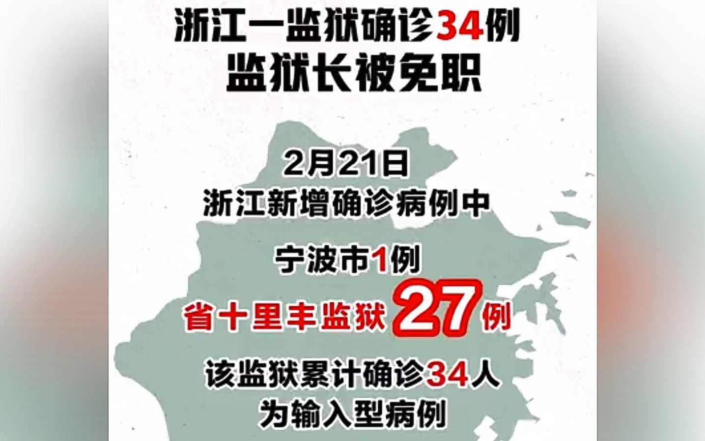 浙江一监狱1日内新增27例累计确诊34例,监狱长被免职!哔哩哔哩bilibili