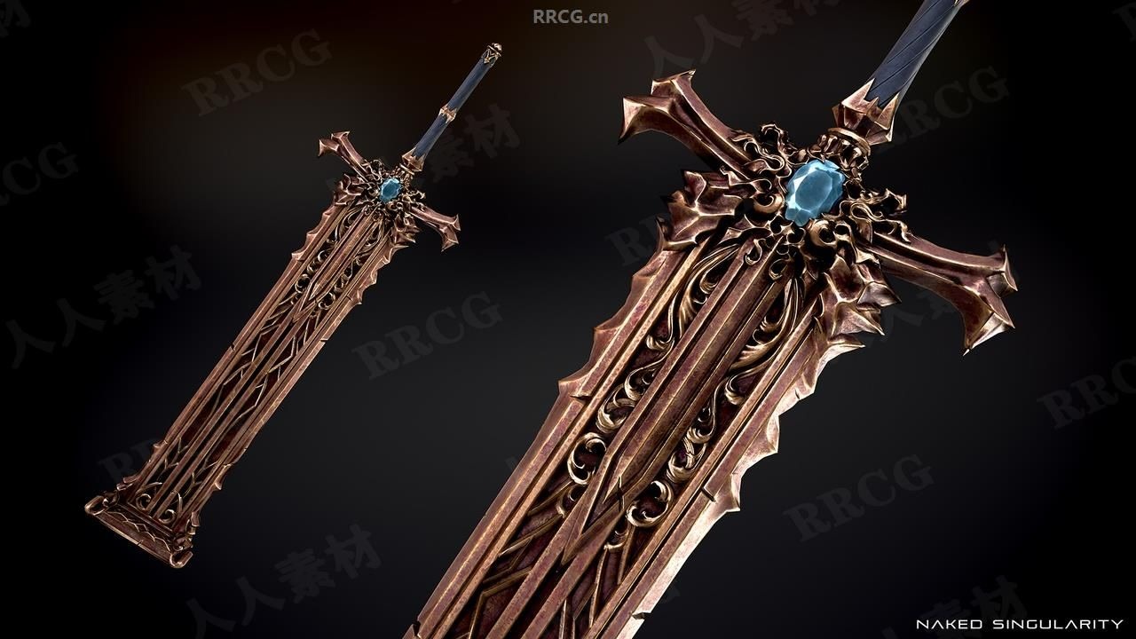暗黑幻想风格巨剑双手剑高精度武器模型资产ue游戏素材