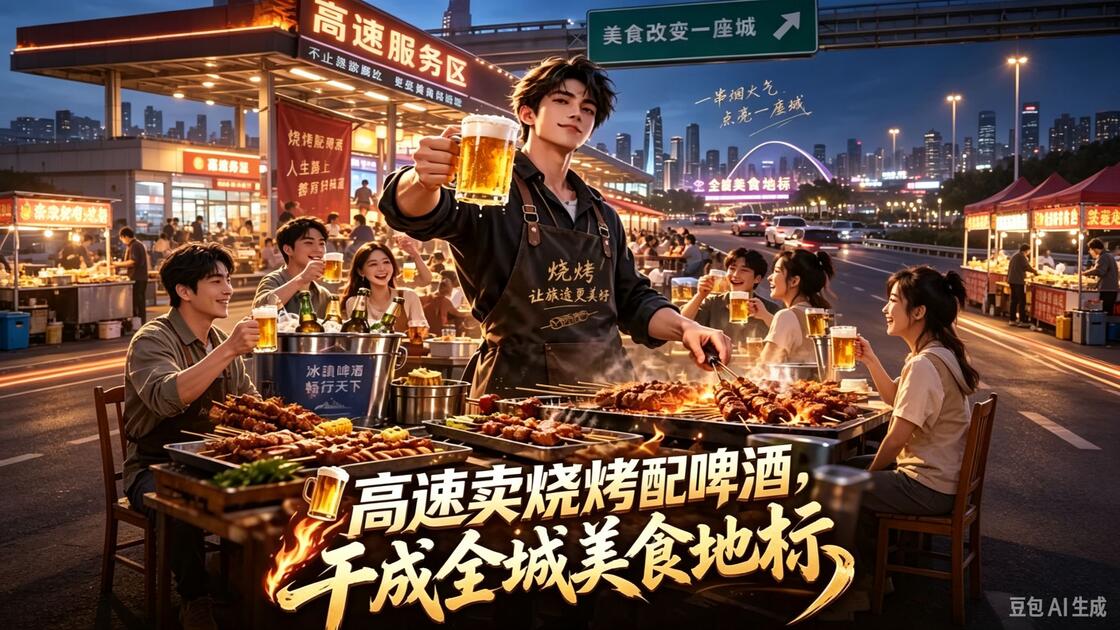 高速卖烧烤配啤酒,干成全城美食地标第二季