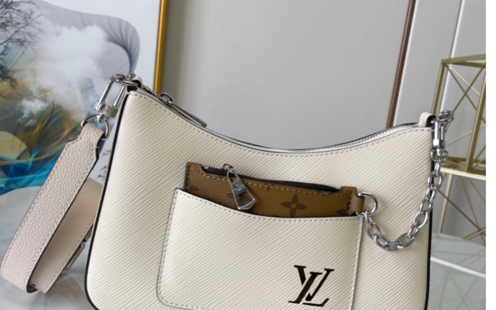 说一下高仿lv路易威登m80688白 25×15×8marelle 水波纹腋下包