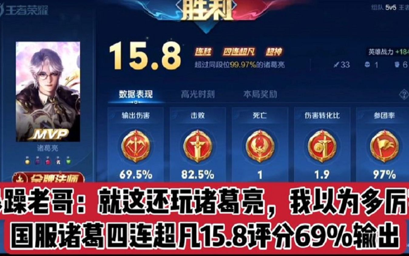 国服诸葛亮15.8评分69输出实力打脸