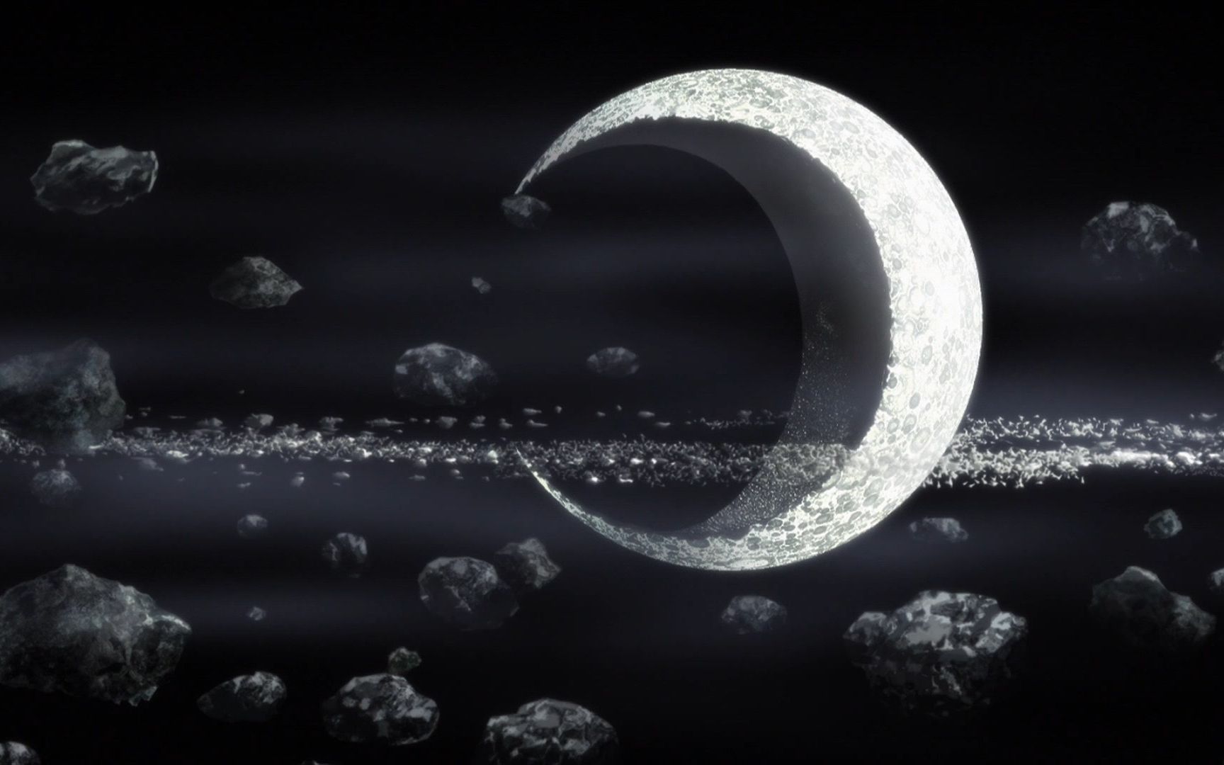 暗杀教室 月球爆炸变成了新月形状