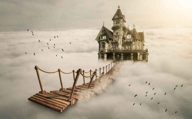 ps云上的房子创意合成