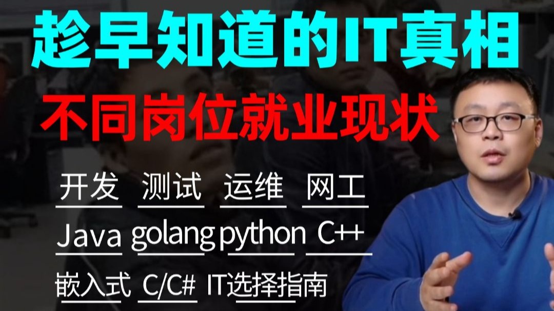马士兵谈IT就业及发展钱景,预测分析2025年不同方向岗位的就业现状:开发/测试/运维/网工/Java/golang/python/C#/C+/后端/前端嵌入式哔哩哔哩bilibili