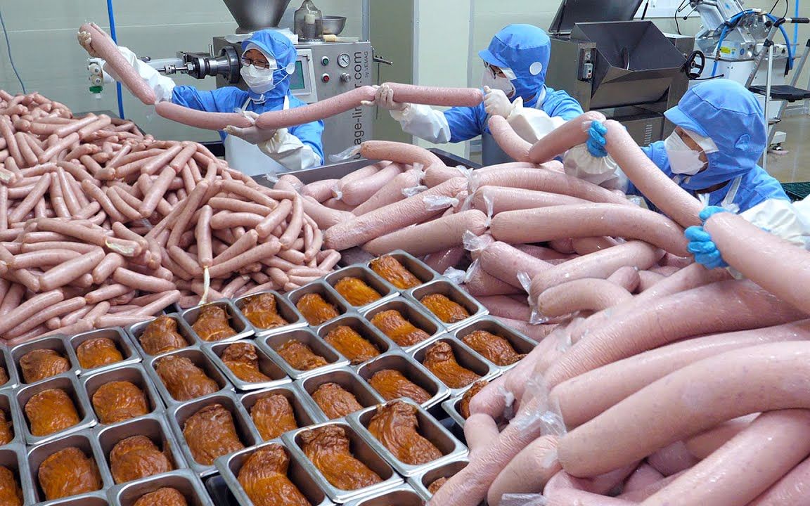 实地探厂!韩国排行前列的腊肠加工厂,产品运往全国各地!