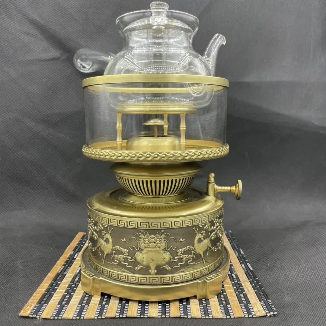 空气灯精品复古铜茶灯 中式煤油灯煮茶炉 功夫茶煮水茶器厂家直销8101