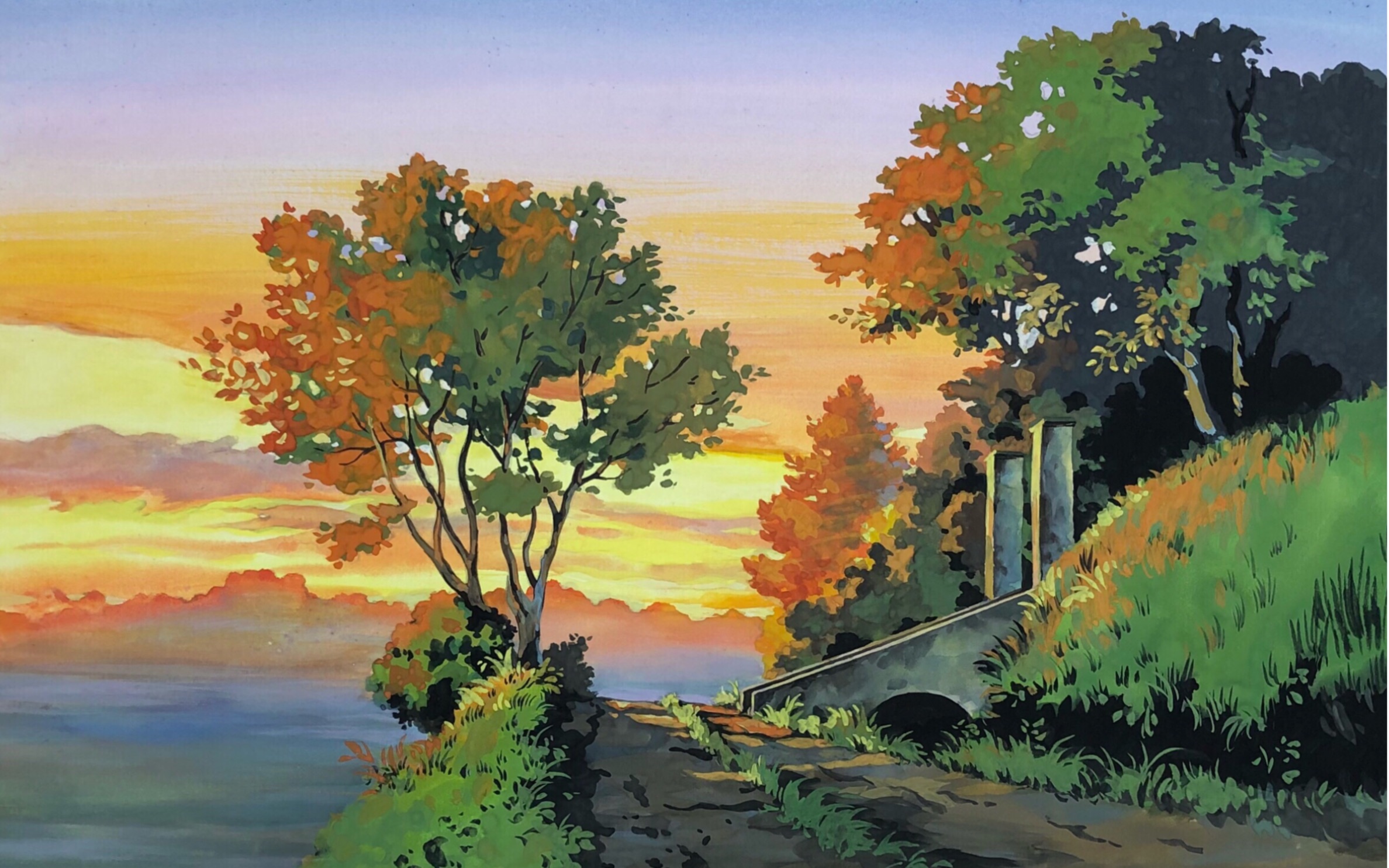 【水彩手绘】宫崎骏动画龙猫场景,美丽黄昏_哔哩哔哩_bilibili