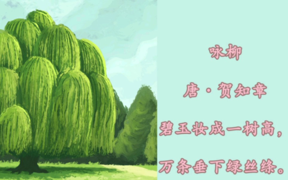 小学必背古诗词75首▏唐代贺知章《咏柳》哔哩哔哩bilibili