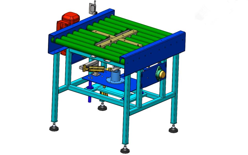 顶升,旋转输送机构中双气缸同步回路的应用,直线轴承的导向,支撑应用