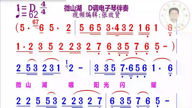 《微山湖》 简谱D调电子琴伴奏哔哩哔哩bilibili