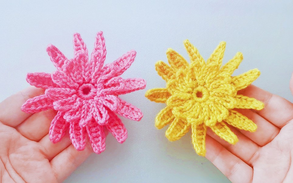 一款简易菊花钩织 好看,简单,易上手