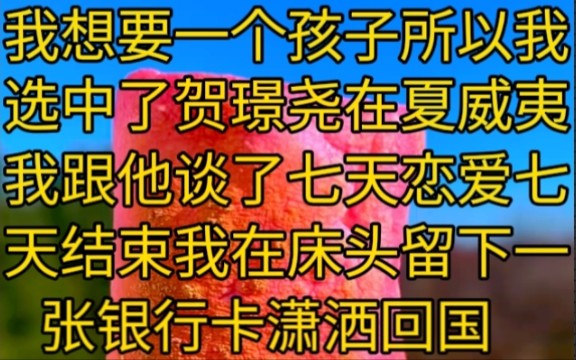 我想要一个孩子所以我选中了贺璟尧在夏威夷我跟他谈了七天恋爱七天结束我在床头留下一张银行卡潇洒回国哔哩哔哩bilibili