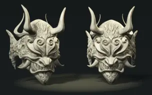 【ZBrush】般若面具雕刻全流程，zbrush初阶练习案例，zbrush新手入门教程