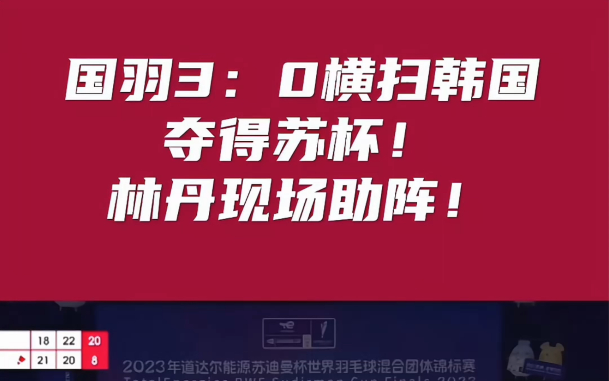 苏杯决赛林丹现场助阵!国羽3:0横扫韩国!恭喜国羽第十三次夺得苏杯!三连冠!#2023苏迪曼杯哔哩哔哩bilibili