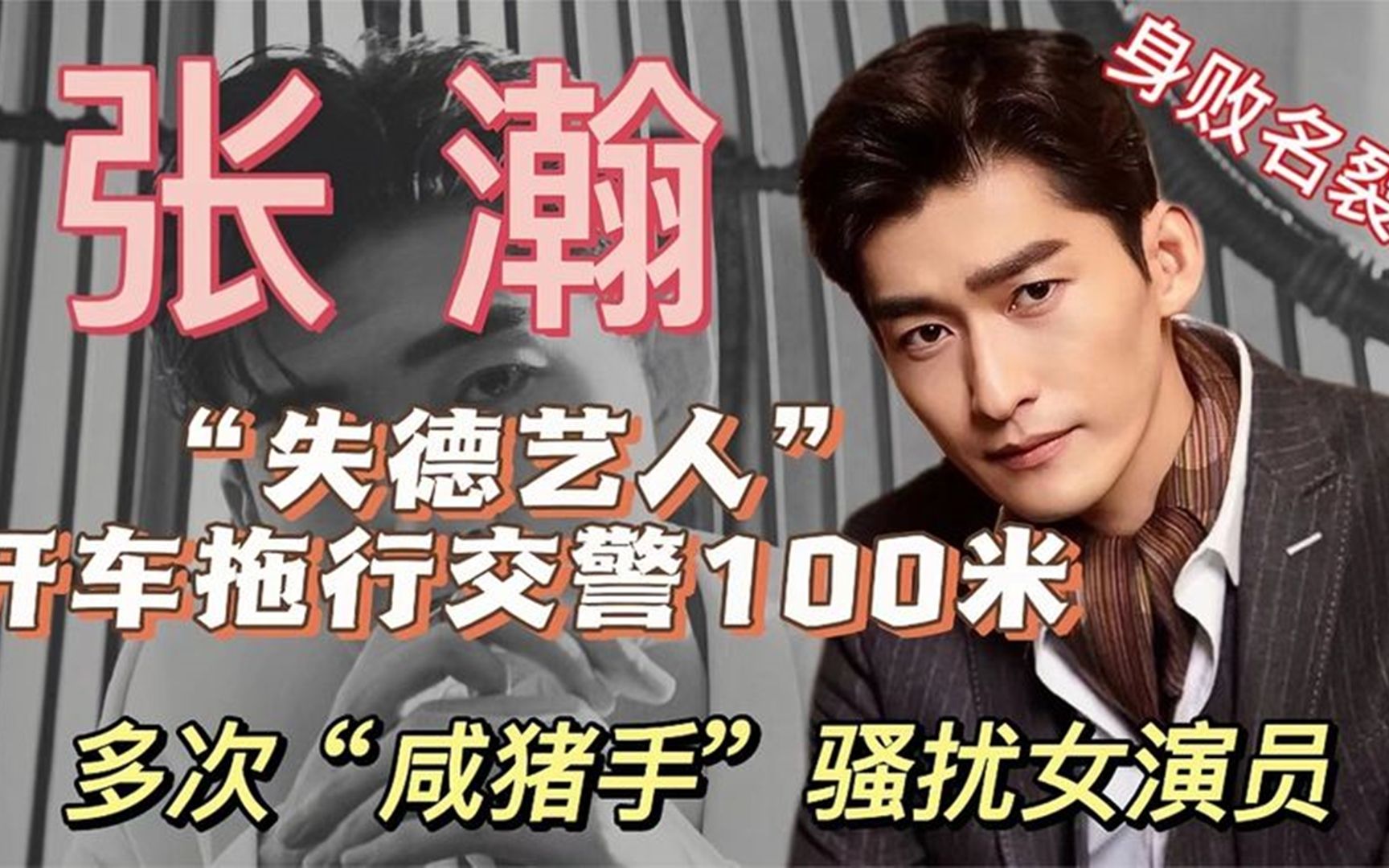 "失德艺人"张翰,强行拖行交警100米,一双"咸猪手"又登热搜