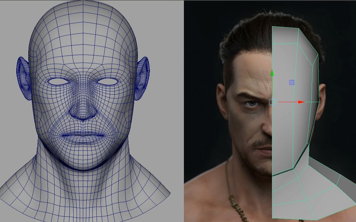 maya人物建模cg影視人物角色超詳細布線教程從box到完整男性人頭高模