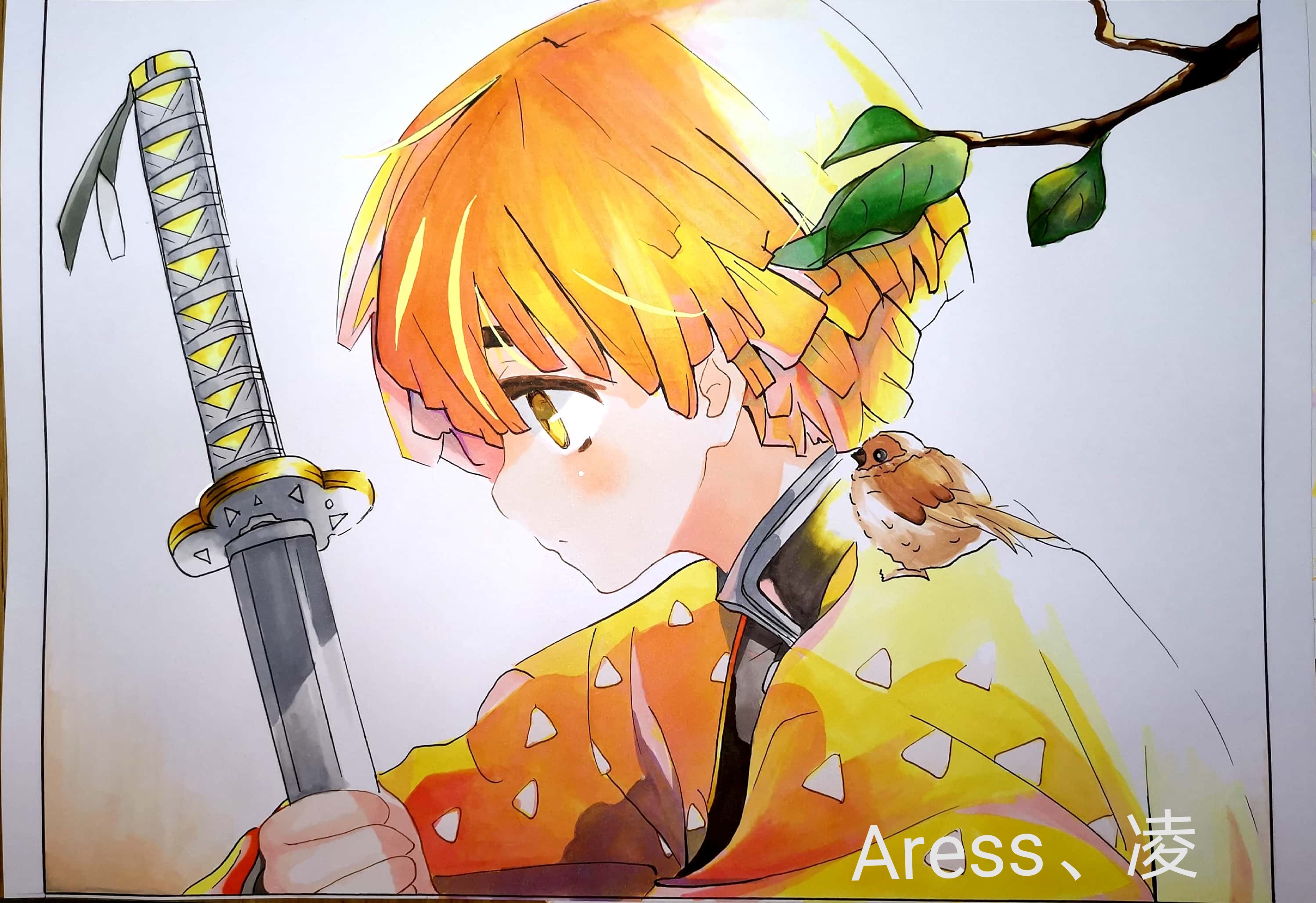 【马克笔】鬼灭之刃手绘.画一个可爱的我妻善逸_哔哩哔哩_bilibili
