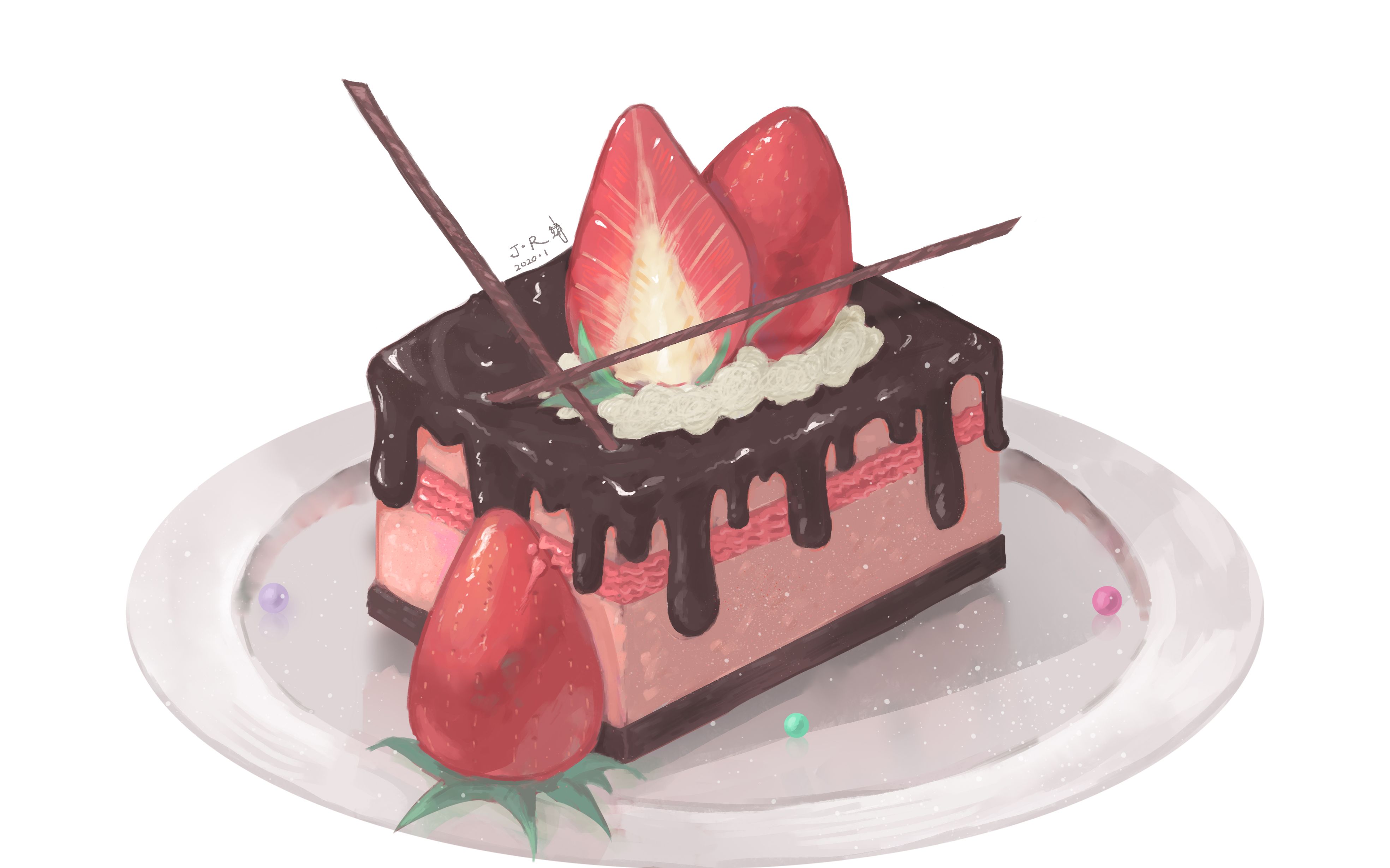 【板绘】巧克力草莓蛋糕_哔哩哔哩_bilibili