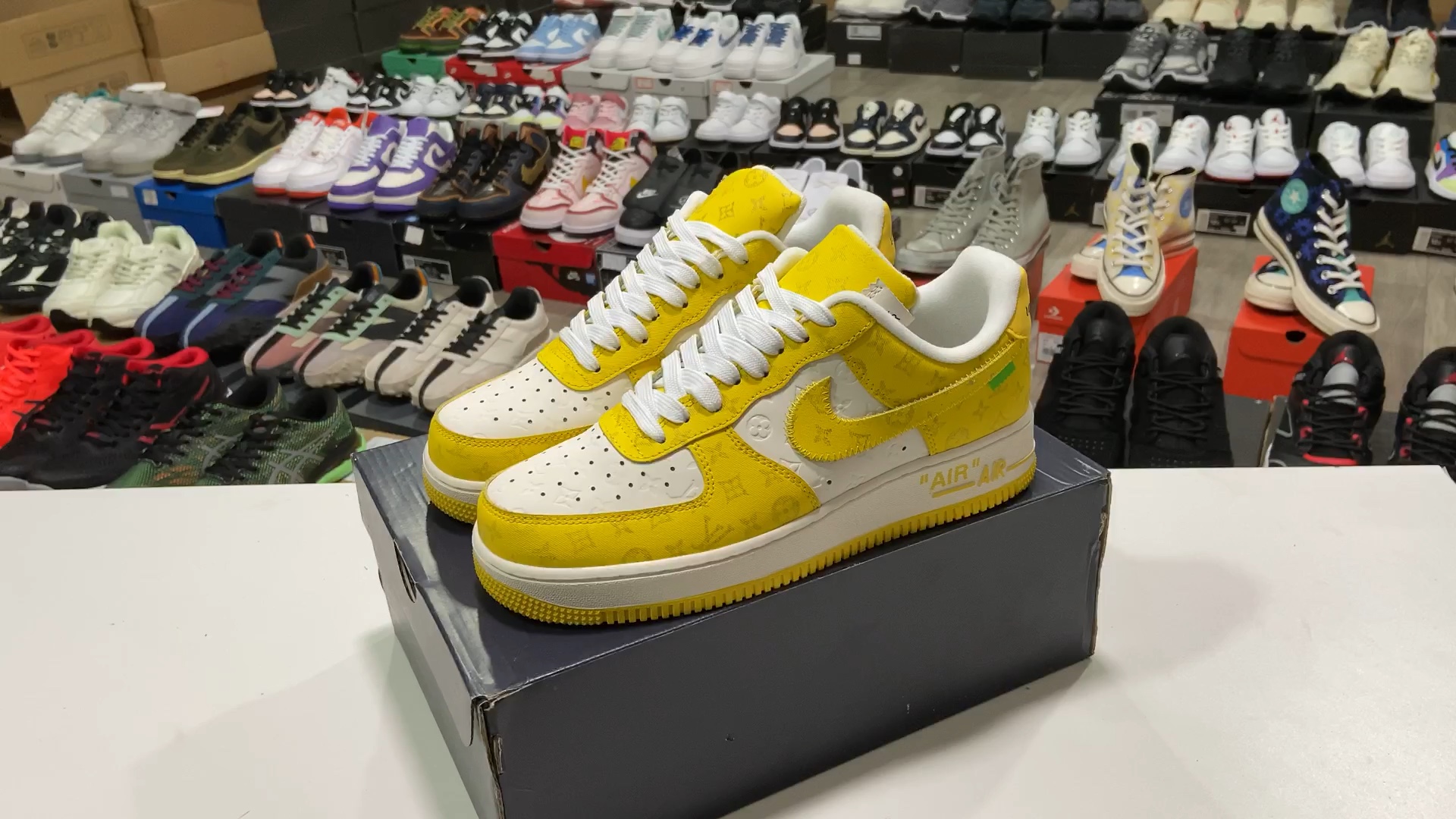 耐克lv x nike air force 1 low j路易斯威登联名 印花黄空军一号中帮