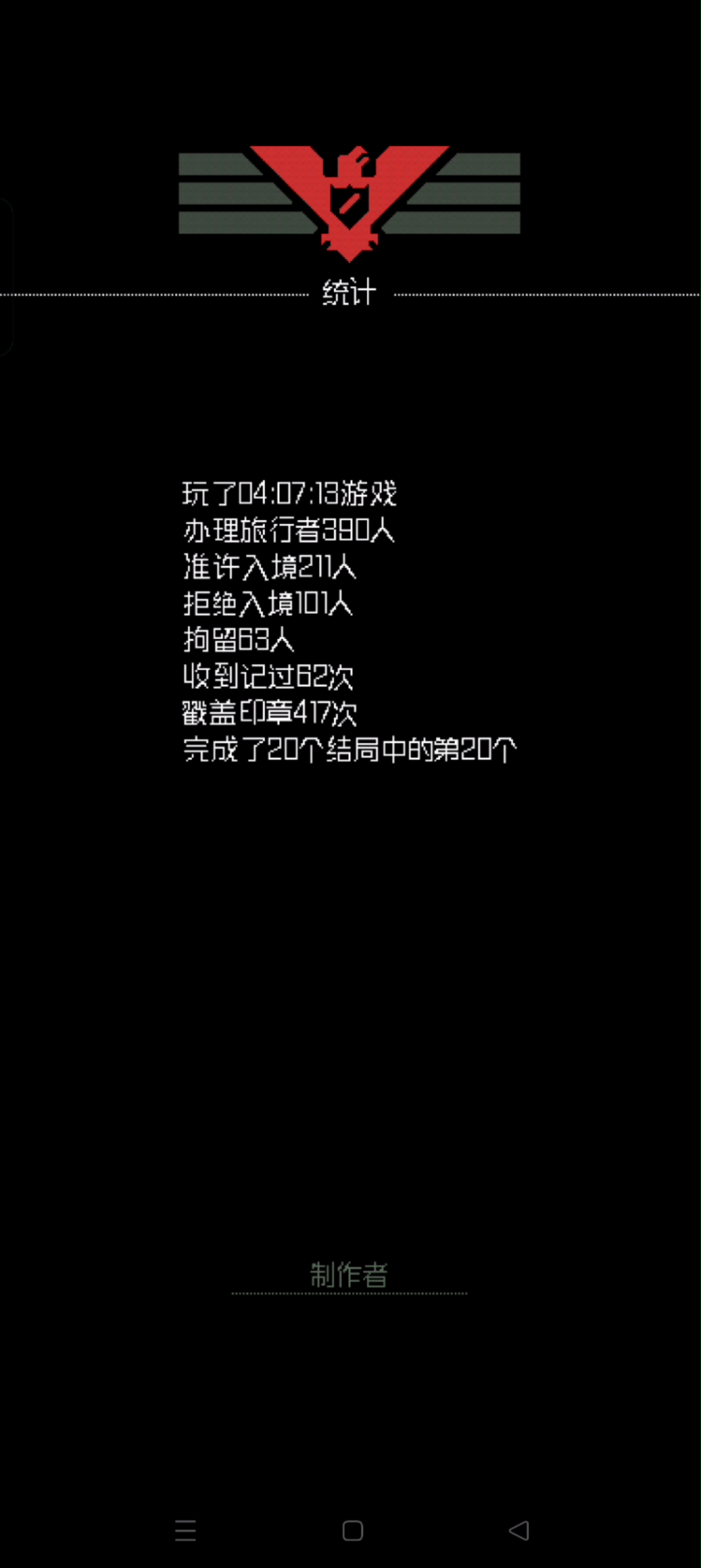 时隔几年,又一次通关了《请出示证件》,感慨万千,遂发bb空间,望各位