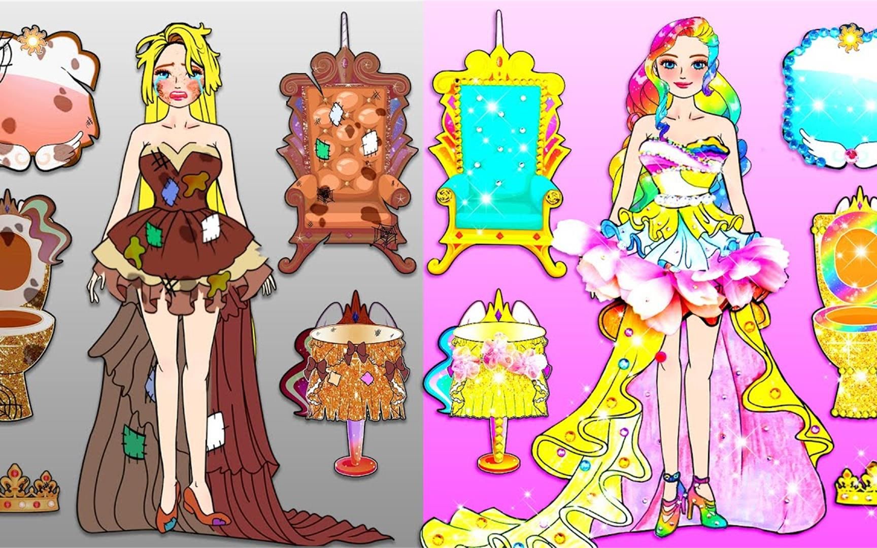 纸娃娃动画:王子假装乞丐去相亲,善良公主不离不弃收获真爱