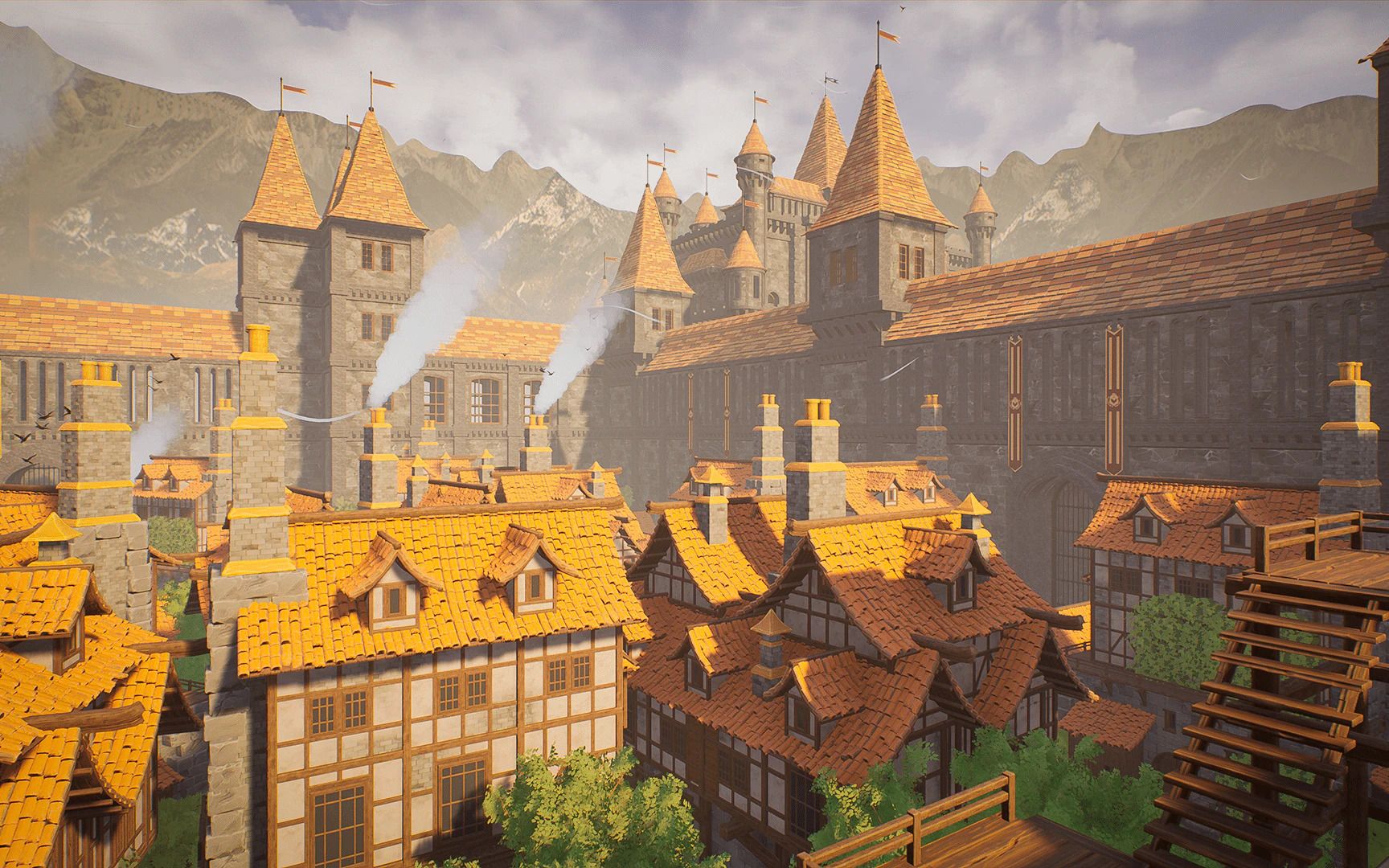 模块化中世纪城堡城镇环境场景unreal engine游戏素材 演示视频 rrcg