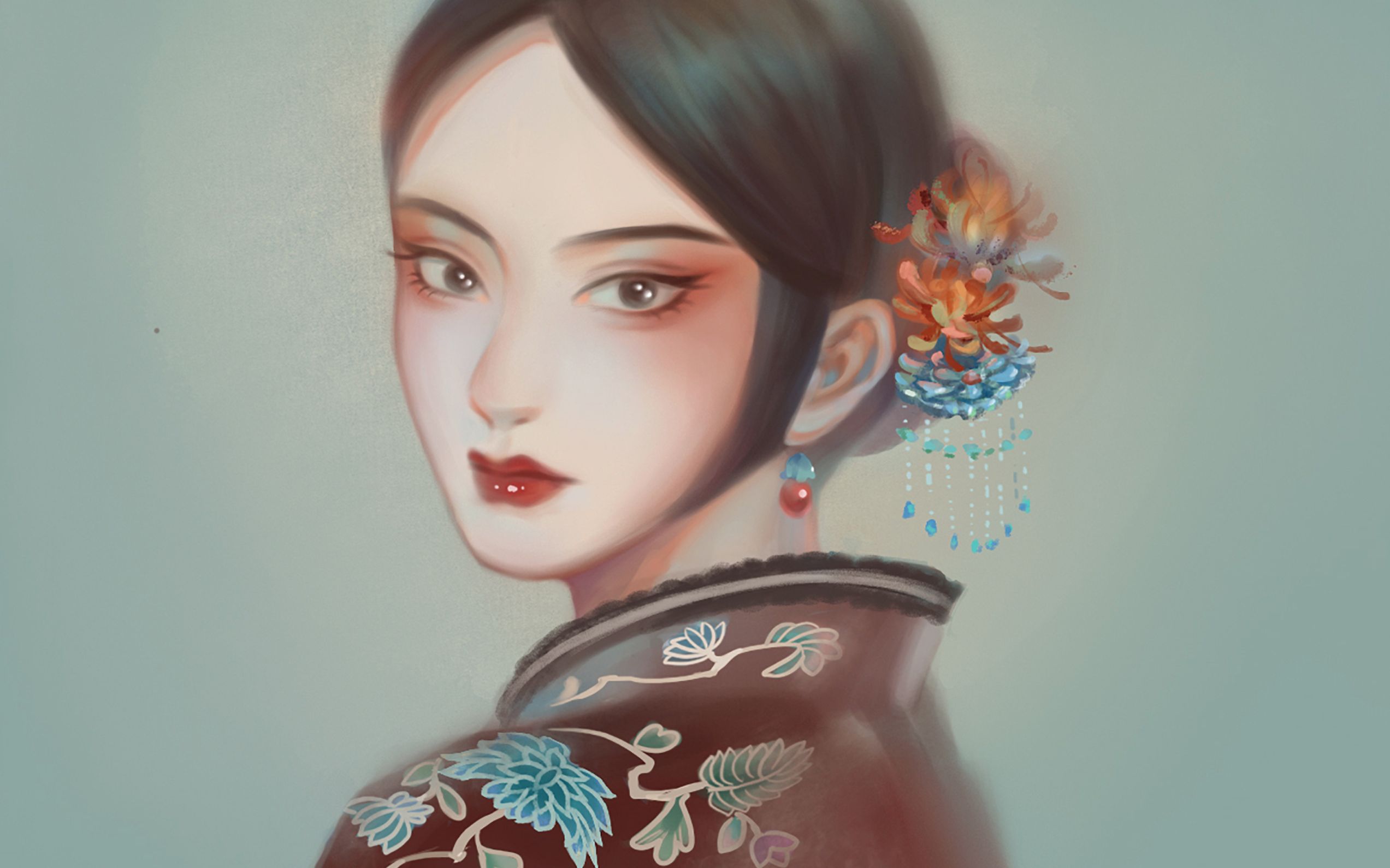 绘画过程鬓边不是海棠红商细蕊小凤仙板绘初投稿