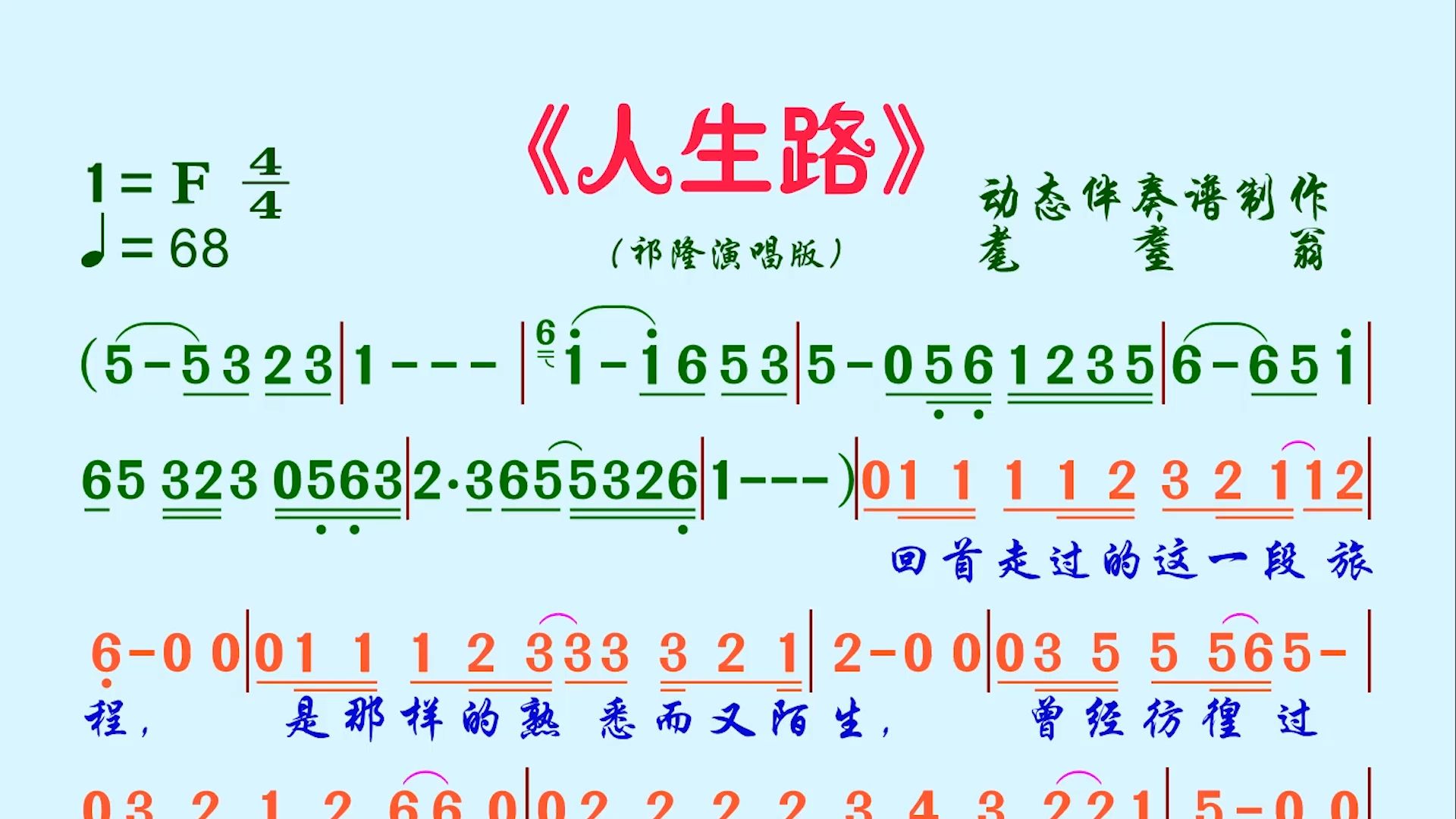 《人生路》动态伴奏谱