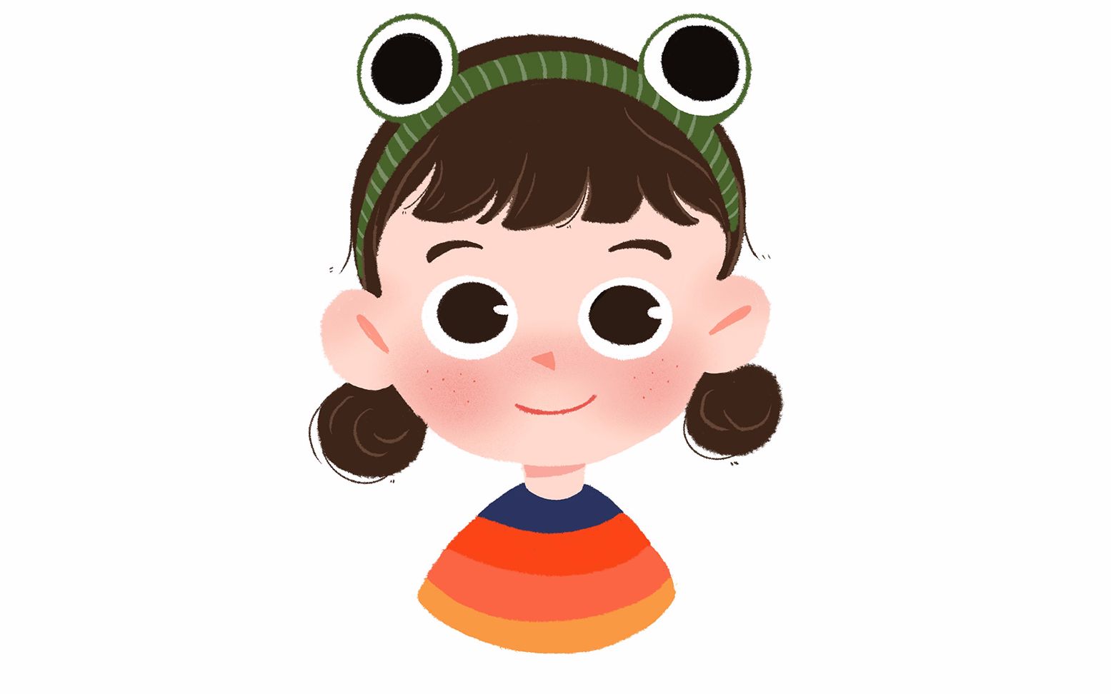 ipad绘画带青蛙发箍的女孩procreat
