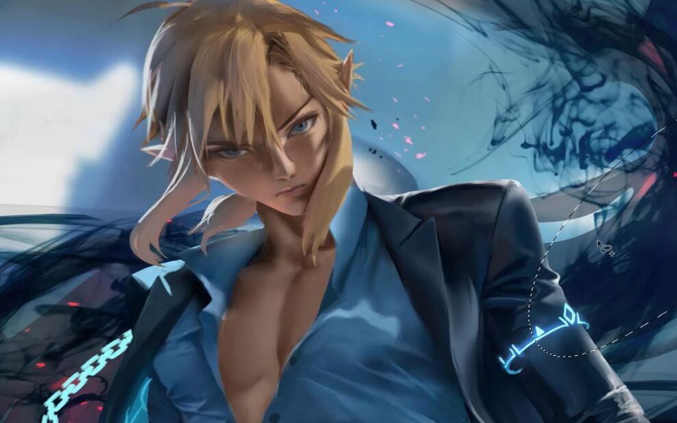 【板绘】sakimi chan作品85期塞尔达传说suit link ps绘画过程