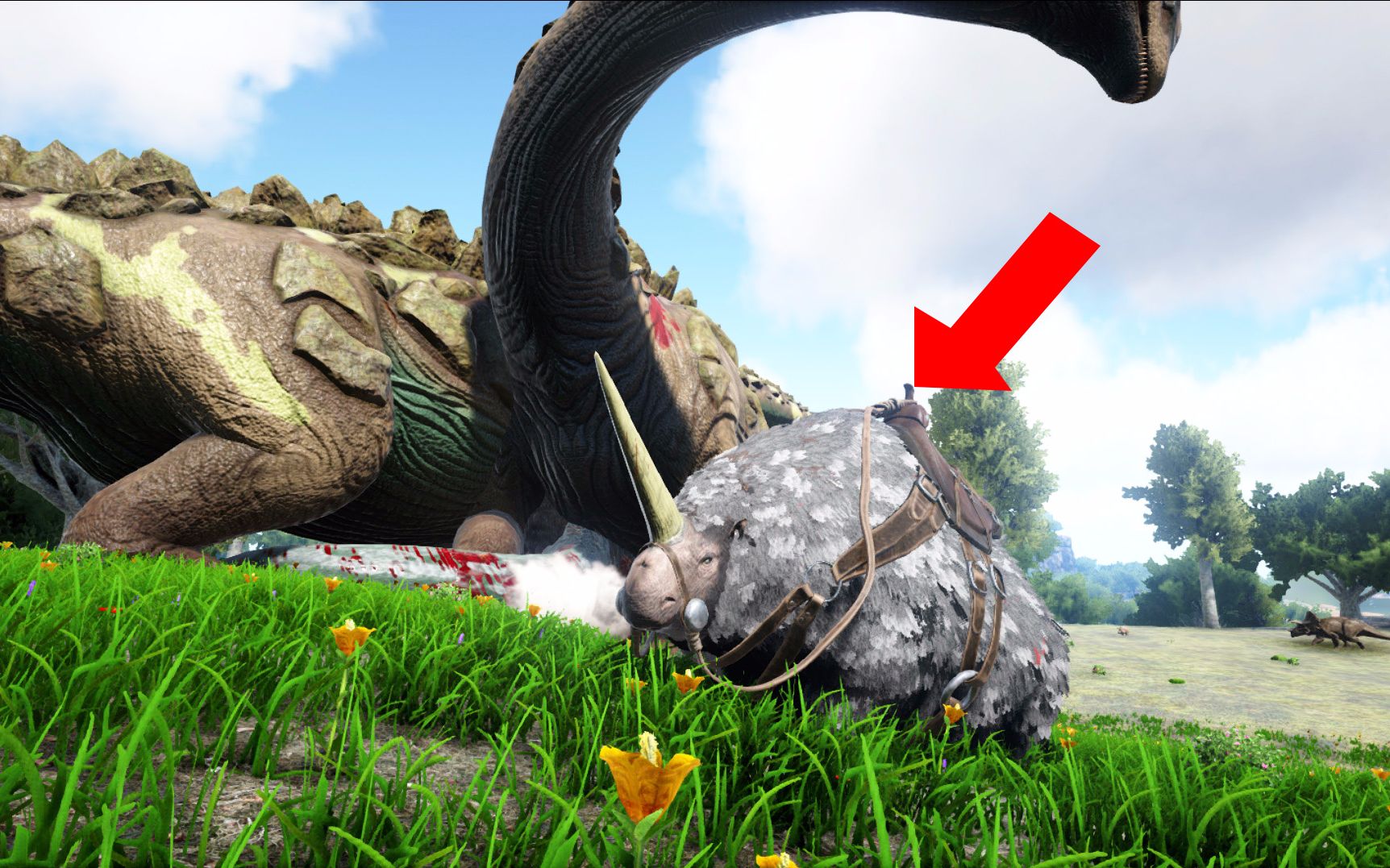 《方舟侏罗纪-75》驯服无比强大的板齿犀,它连腕龙都敢撞