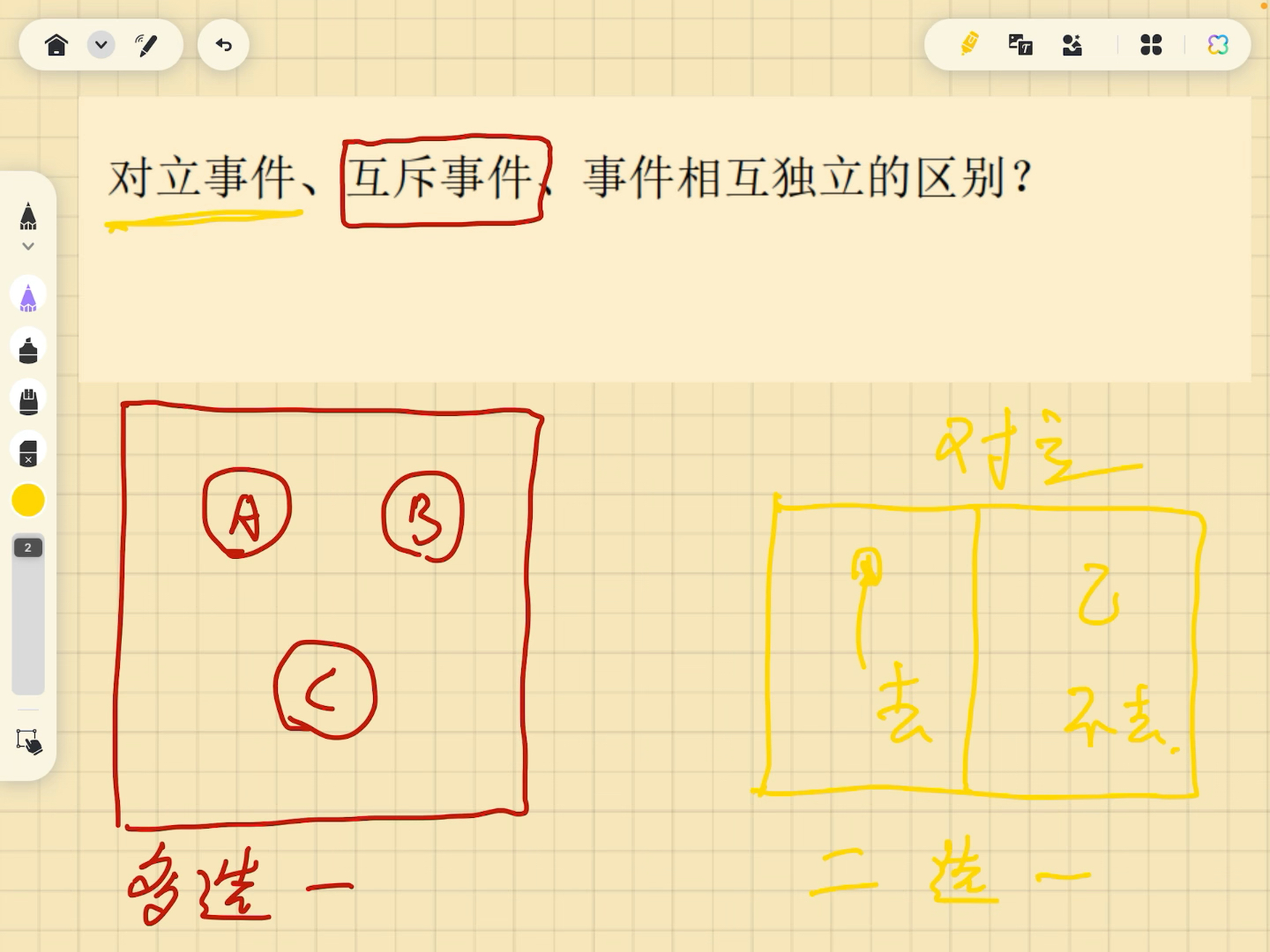 对立事件,互斥事件,时间相互独立的区别?