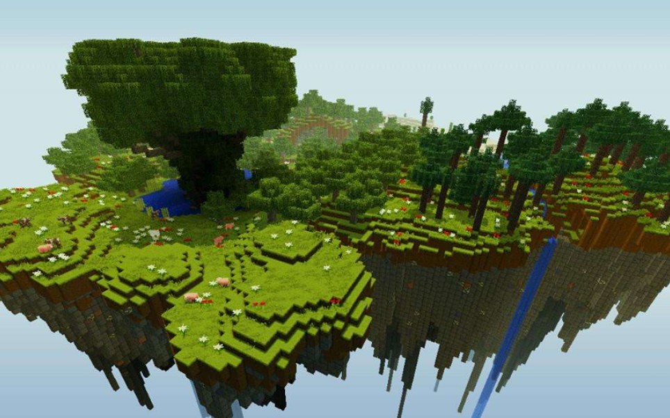 我的世界空岛生存:用木头做台阶,搭到另一个岛,下期探索岛_哔哩哔哩