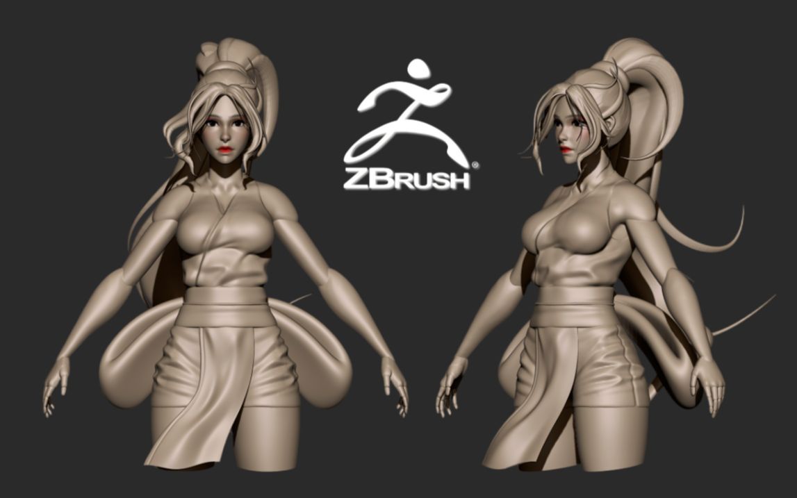 【zbrush雕刻】不知火舞角色模型雕刻,零基础3d人物角色建模教学
