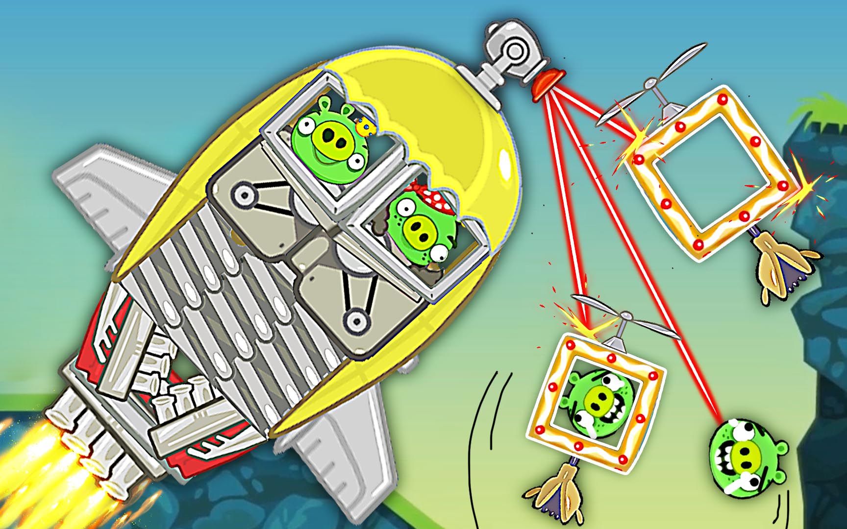 捣蛋猪 猪猪驾驶汽车人变身航空火箭喷射上了太空 成哔哔解说