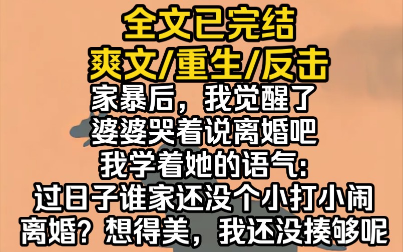 (完结文)家暴后,我觉醒了.婆婆哭着说离婚吧,我学着她的语气:过日子谁家还没个小打小闹.离婚?想得美,我还没揍够呢哔哩哔哩bilibili