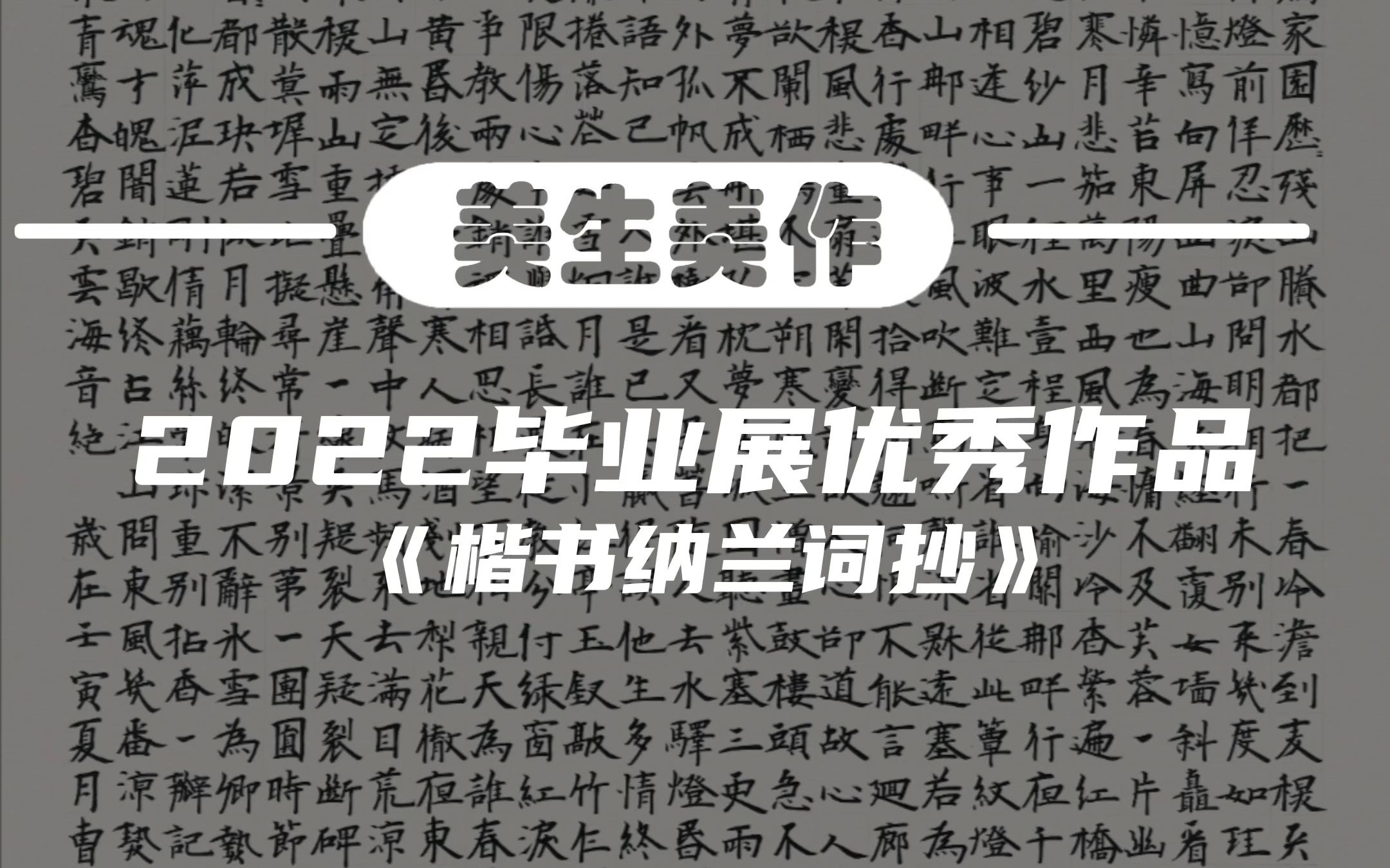 2022毕业展优秀作品|中国画与书法艺术学院|楷书《纳兰词抄》哔哩哔哩bilibili