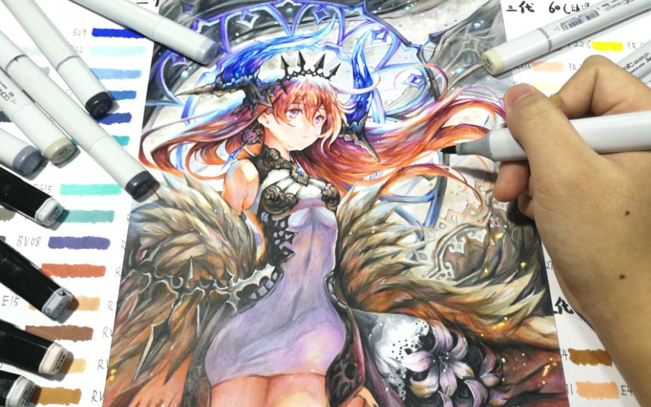 马克笔来厚涂一只魔王妹纸吧完全不虚