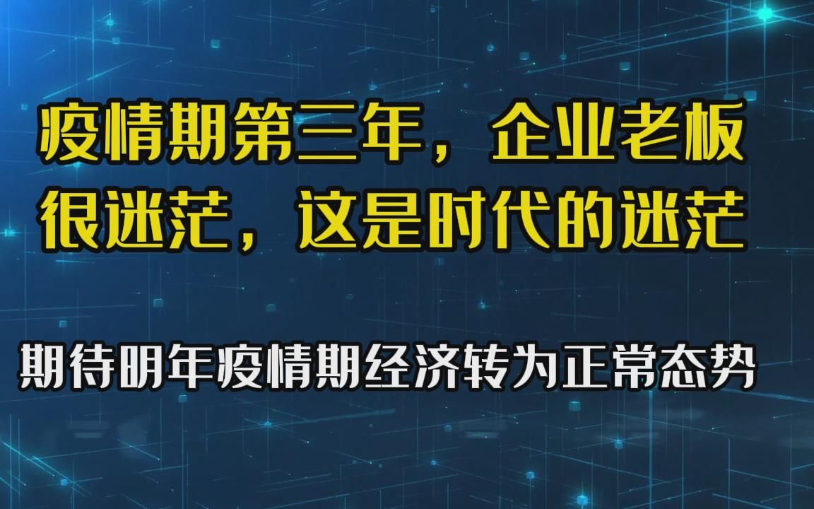 疫情期第三年,企业老板很迷茫,也是时代的迷茫,无为,以待来年哔哩哔哩bilibili