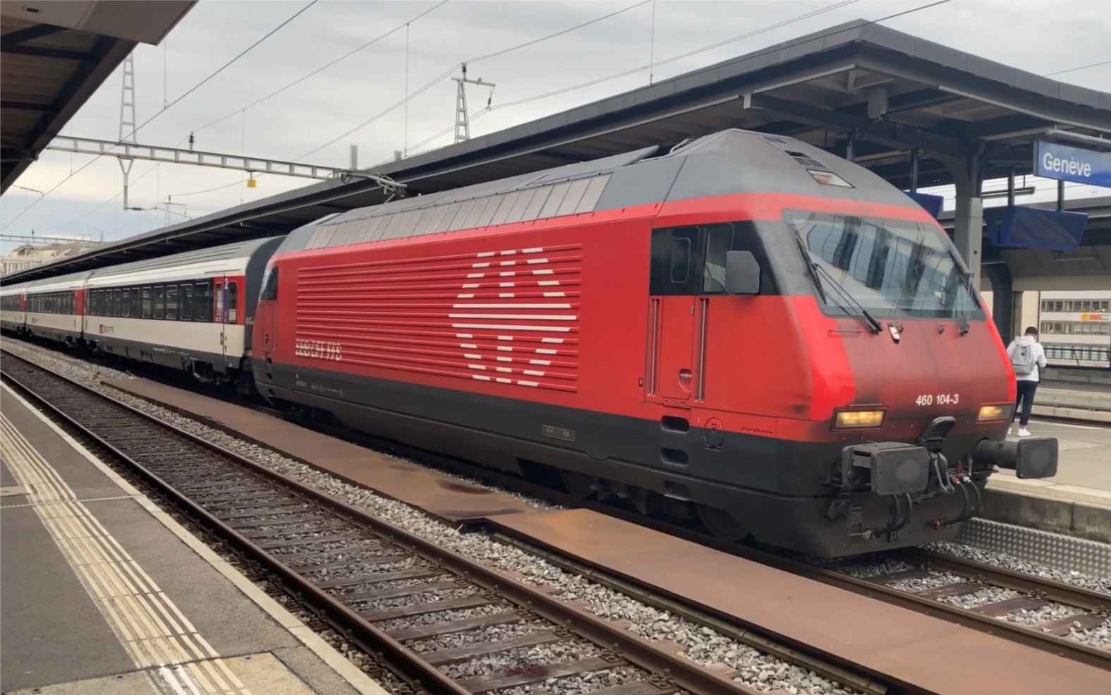 瑞士sbb铁路re460电力机车动集geneve日内瓦车站出站发车